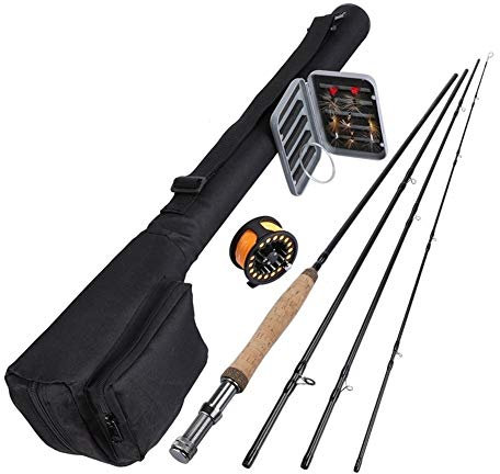 Allround Angelrute 06.05 Fly Fishing Rod Set 2.7m Carbon-Faser-Angel, Aluminium Fliegenangelrolle, Trockenfliegen Kegelführer for Angeln Einsteiger