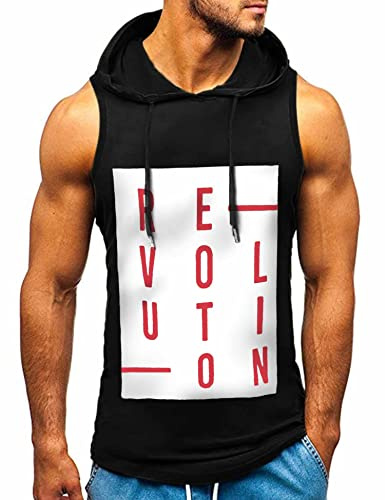 HOTCAT Hombre Camisetas de Tirantes con Capucha Deportiva Fitness Culturismoa Tank Top Verano Moda Diario Deporte Gym Camiseta sin Mangas con Capucha Tops