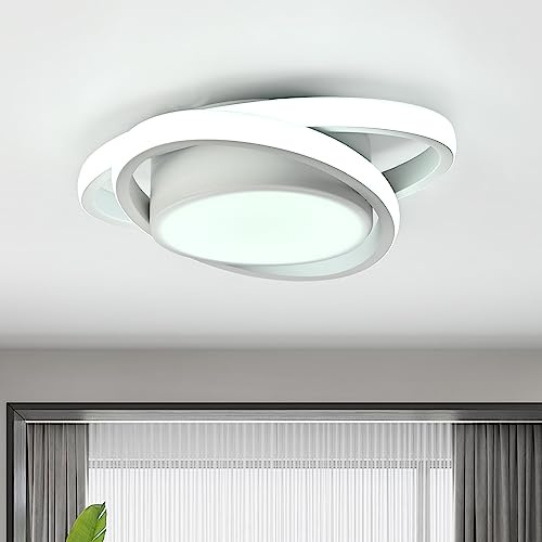 KUKAK Deckenlampe,32W LED Deckenleuchte,6000K 3000LM Oval Design Deckenlampen Deckenbeleuchtung Lampen für Balkone Flurgarderobe Schlafzimmer Badezimmer Flur Keller Küche Gang Balkon (L27*W20cm) Weiß