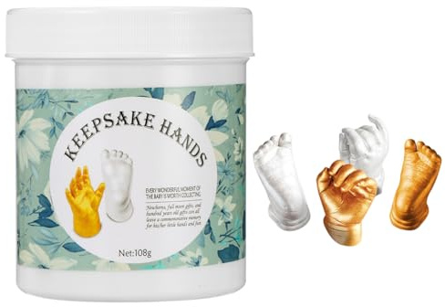 ibasenice Baby Hand Casting Kit - 3D Newborn Hand and Foot Mold Set for Keepsake DIY Infant Plaster Casting Powder for Baby Shower Nursery Decoration 3.54 X 3.14 X 3.14 Inch