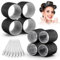 Lot de 16 bigoudis auto-agrippants avec 8 bigoudis 2 tailles (4 Jumbo et 4 grands) et 8 pinces à cheveux pour cheveux longs, moyens, courts, épais, fins et fins (noir)
