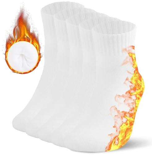 KANAV 5 Paar Wollsocken für Damen, dicke Stiefelsocken, bequem, lockere Crew-Socken, gemütliche Sportsocken, warme Winter-Thermosocken