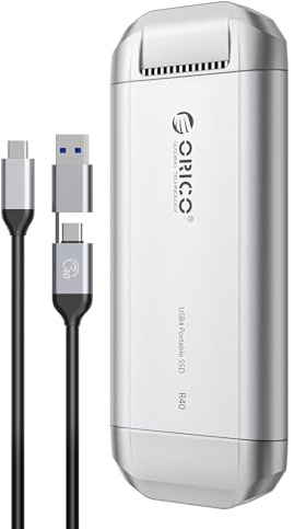 ORICO 3700MB/s SSD esterno 1TB, compatibile con Thunderbolt 4/3, USB4.0 per 40Gbps, unità portatile a stato solido con cavo USB C 2 in 1, smartphone USB-C, tablet, PC e Mac, PSSD - R40