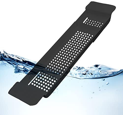 Arrovarp Adjustable Bath Tub Organizer, 1 Plas-tic Bath Tray, Over The Tub Storage Tray, Bathtub Tray, White/Black Bath Caddy Bath Rack For Wine, Cup, Soap Dish (55-78cm)