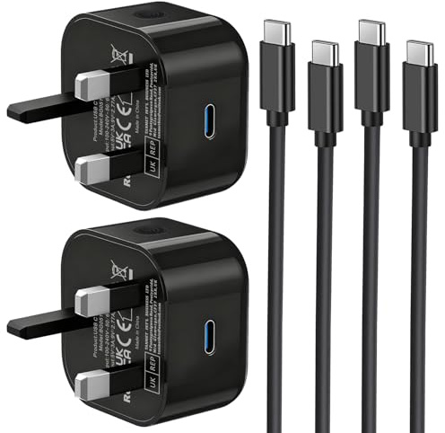 Charger for Samsung 25W Super Fast Plug and Cable 1M 2PACK USB Type C PD | USBC Plug with Charging Lead for Samsung Galaxy S26 S25 S24 S23 S22 S21 S20 A56 A55 A54 A17 A16 A32 A35 A36 A25 A26 A40 A71