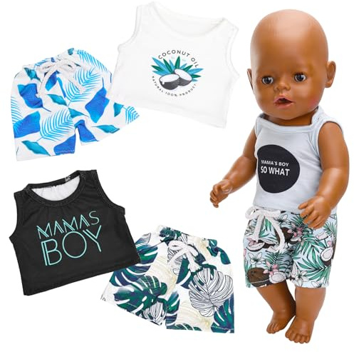 Miunana 3 Set Puppenkleidung Kleidung Kleider für 35-43 cm Baby Puppen, Puppen Sommer Outfits für 14-17 Inch Baby Doll Geschenke für Mädchen (Keine Puppe)