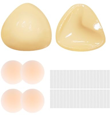 XIWCAFC Sujetador Invisible de Silicona,Doble Cara Sujetadores para Mujer,Reutilizable Sujetador Adhesivo Push Up para Senos Pequeños Tirantes Espalda para El Vestido de La Boda (Beige, S-M)