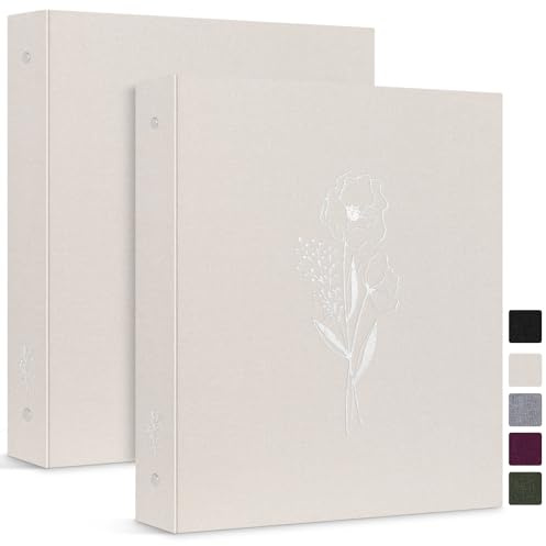 Lanpn A4 3 ringpärm 2-pack, linneskydd 2,5 cm runda ringar rymmer 21,6 x 27,9 cm för hemmakontor skoljournalföring samlingar (beige)