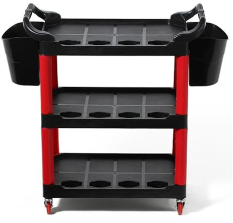 Rollbarer Werkzeugwagen für die Detaillierung, großer Reinigungswagen, 3-stufiger Autowasch-Detailwagen, Mehrzweck-Arbeitswagen, Poliererhalter, mobiler Mehrzweckwagen für Garage/Reparaturwerkstatt