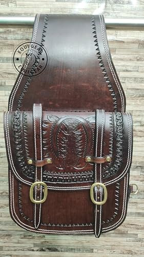 EQUIGEAR Western-Leder-Satteltasche für Pferde | Reitvergnügen Wanderritt geeignet für Reiten und Fassrennen | Satteltasche mit verstellbarem Riemen GRÖSSE: 10X10X3 SA-60