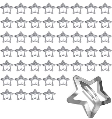 Stern Haarspangen Silber 50 Stk Star Hair Clips Haarspange Sterne Haarklammern Metall Haarclips Haarschmuck für Mädchen Damen