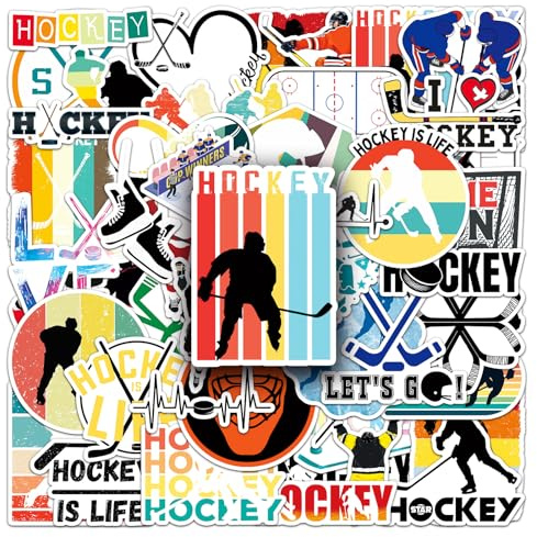 Bric Dodo 50 Stück Ice Hockey Aufkleber Auto Laptop Telefon Gitarre Skateboard Motorrad Fahrrad Eishockey Stickers Set Vinyl Wasserdicht Aesthetic Aufkleber für Jugendliche Kinder Erwachsene
