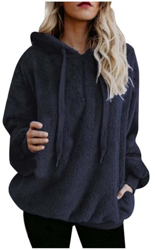 Darringls Teddyfleece Jacke Damen Pullover Teddy Fleece Kapuzenpullover Flauschig Teddy Hoodie Kuschelpulli Sweatshirt mit Fell Kuschelpullover Plüsch Teddypullover mit Kapuze