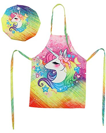 Amosfun Schürze Für Junge Mädchen Aus Polyesterfasermaterial Langlebig Und Praktisch Verhindert Öl Und Verschmutzung Zum Malen Und Kochen Leicht Zu Reinigen Und Wiederverwendbar Einhorn-mo
