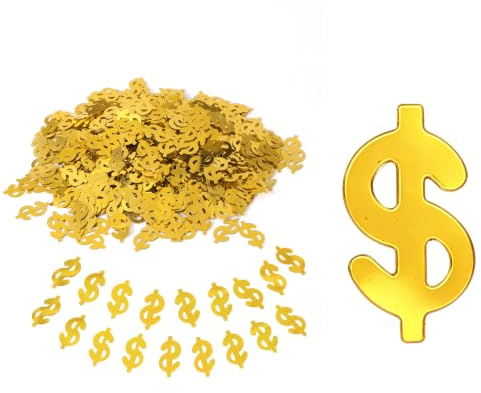 Dollar Zeichen Konfetti, Party Konfetti 120g, Tischkonfetti aus Seidenpapier Pailletten Konfetti, Konfetti zum Werfen, Tischdeko (Dollar Zeichen)