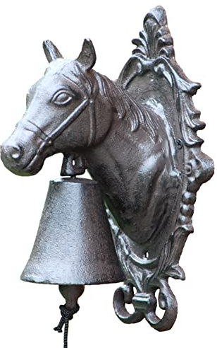 HEYDGBBZ Battery Operated Indoor Doorbell, Manual Doorbell,Vintage Door Bell, Retro Horse Head Door Bell Cast Iron Wall Ornaments Vintage Antique Bell Farmhouse Style Decoration for