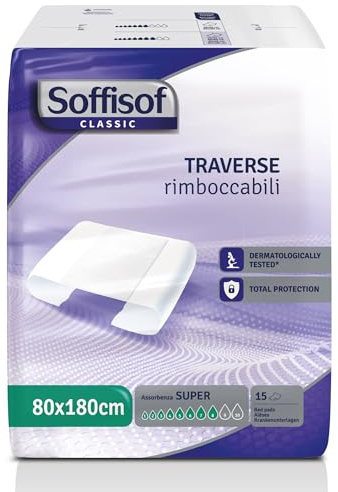 Soffisof Bed 80x180 Super - 15x Alèse Jetable Adulte - Protège Matelas Jetable avec Ailes 80x180cm, Absorption jusqu'à 8 Gouttes - Alese de Lit Incontinence Adultes - Paquet Individuel