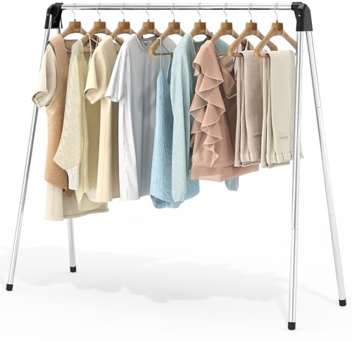 APEXCHASER Foldable Clothes Drying Rack, 55'' Collapsible Laundry Clothes Airer Width Heavy Duty Hanger for Sweaters Baby Clothes Towels Portable Indoor Outdoor for Home Travel