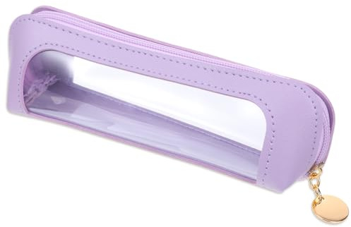 Petite trousse de maquillage transparente en cuir synthétique avec fermeture éclair pour femme, pour la maison, les voyages, le bureau, les cosmétiques (violet), violet