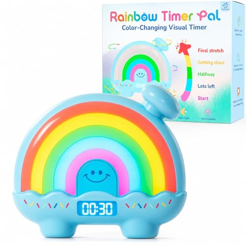 Timer Pal Rainbow Timer for Kids, Visual Timer for Kids with Night Light, Color-Changing Magnetic Visual Timer for Classroom/Calming Corner/Home (Blue)