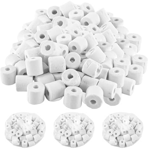 YAYODS 4 Stück Keramik Filterringe - Aquarium-Filtermedien - Keramikringe Biologischer Filter für Aquarien - Keramik Ringe Keramikfilter - Aquarium Filtermaterial für Aquarium, Teich (je 420g)