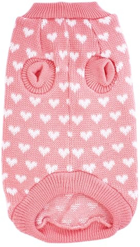 Generisch Hundepullis Katze-Haustier-Pullover-nettes Herz-Muster-Hundekleidung-Haustier-Versorgungsmaterial Strickpullover Hund 60 cm (M)
