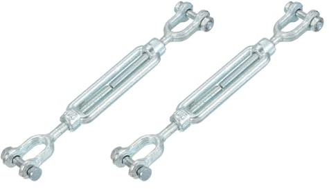 QUARKZMAN 2 Stück M10(3/8) Bügel-Bügel Spannschloss Drahtseilspannung, verzinkter Stahl Spannschloss Verstellbarer Kabelspanner für Sonnensegel, Wäscheleine, 3200 lbs Arbeitslastgrenze