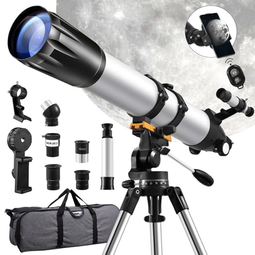 wowspeed Teleskop, Telescope 90mm Aperture 900mm Refraktor, 36X- 675X Telescope Astronomy mit Stativ, Telefonhalterung, Mondfilter, Teleskope Astronomisches für Erwachsene Anfänger & Kinder