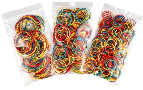 SADOKNS 700-Pack Elastic Bands, Coloured & Durable Rubber Bands Assorted Sizes, Office & Home Supplies, Size-Sorted Packaging (Diameter 50mm, 38mm, 25mm)