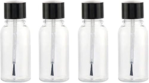 Xixieeu 4 botes de esmalte de uñas de cristal transparente transparente de 20 ml con tapa de pincel para arte de uñas, esmalte de uñas, arte de uñas y pulimentos, cuidado de pies, manos y uñas, diseño