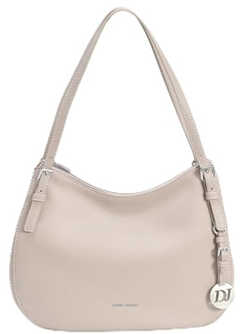 David Jones - Mujer Bolso Hombro - Piel Sintética PU Señora Hobo Bolso - Elegante Bolso Tote Mediano Bolsa Asa Larga - Clásico Moda Práctico Trabajo Viaje Casual Urbano Tendencia - Beige
