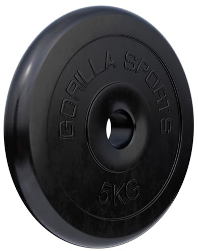 GORILLA SPORTS® Hantelscheiben 1,25–25 kg, 30/31 mm, Gusseisen, Gummi | Einzeln oder als 27,5/30-kg-Set, mit 4-mm-Gummibeschichtung in Schwarz; für Kurz-, Lang-, Curl- und Trizepsstangen