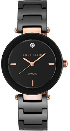 Anne Klein Damen-Uhr Quarz schwarz mit Keramik-Armband