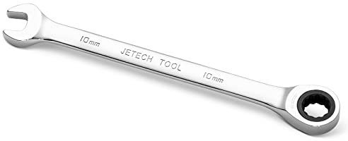 Jetech 10mm Clé mixte à cliquet - Clé polygonale en acier de qualité industrielle Cr-V au fini chrome poli