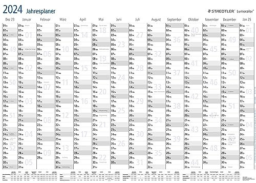 STAEDTLER Jahresplaner Lumocolor Set 2024 (Wandkalender trocken abwischbar, exklusive Sonderedition mit zwei Stiften)