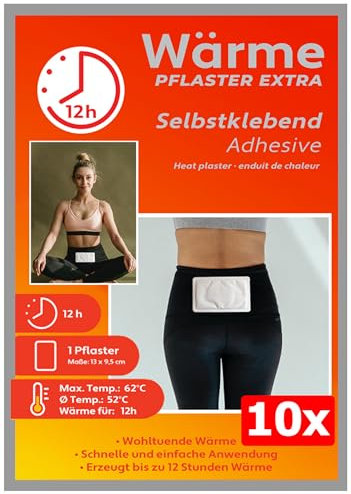 Wärmepflaster 12h für Rücken, Nacken, Bauch - Wärmekissen, Wärmepads, Rückenwärmer, Nackenwärmer Selbstklebend für wohltuende Wärme