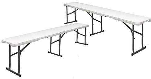 AMANKA 300kg Bierbank - 184x30x43 Rattan-Optik Wetterfest Klappbar Kunststoff Bank Camping Sitzbank