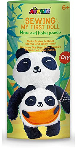 Avenir AVE10048 DIY Nähset, Sewing Panda, Bastelset für Kinder, Kreativ-Set, ab 6 Jahren, Mittel