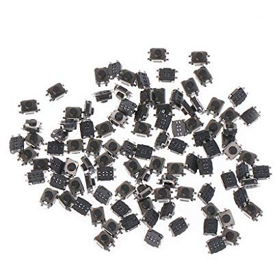GUMEI 100 Piezas 3x4x2mm 4 Pines Micro pulsador momentáneo Interruptor táctil