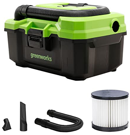 Greenworks Tools G24WDV 01-000004700407, 24V Wet/Dry Shop Vacuum, Green,Grey,Black