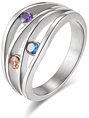Stfery Bandring Zirkonia, Freundschaftsringe Beste Freundinnen Stahl Einfach 60 (19.1) Schmuck Geschenk