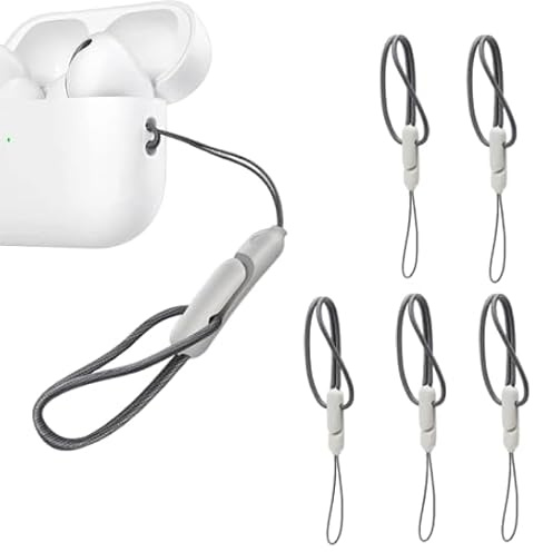 Mouyou Tragebandschlaufe für AirPods Pro 2,Lanyard Kompatibel mit AirPods Pro (2.Gen) 2022,Nylon Verstellbares Anti-Drop Anti-Lost Handschlaufe mit Clip für Handys,Schlüssel,AirPods Case - Grau