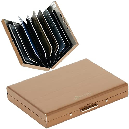 BONSYL® Kreditkartenetui aus Metall, RFID-Blockierendes Edelstahl Kartenetui mit 8 Kartenfächern, Ultradünne Metall Geldbörse für Männer und Frauen. (8 Karten/Rosé Gold)