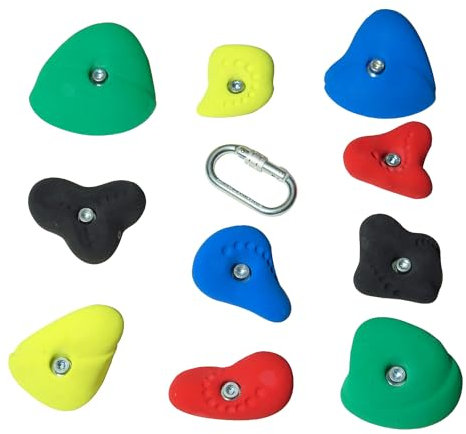 Sport-Thieme Klettergriff Set für Kinder | Leichter Schwierigkeitsgrad | 10 Klettergriffe mit Befestigungsschrauben | Indoor & Outdoor | Lebensmittelunbedenklich | UV-beständig