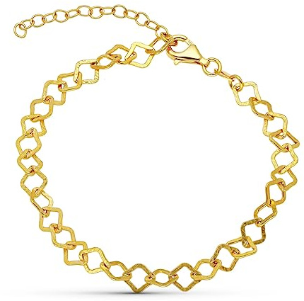 Pulsera eslabones mujer pequeños en Plata de ley 925 acabada en Oro de 18kt con chapado de 2 micras - Joyas para Mujer Hecho en España - Ideal para regalo
