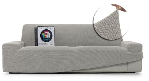 FAVERTI® Sofabezug, sehr elastisch, 4-Sitzer, von 230 bis 270 cm | Modell Novelle | Hellgrau | Universalbezug, ideal für Jede Form von Sofas, hochwertiger Jacquard-Stoff, Baumwollgefühl