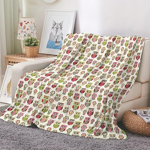 EHOMERY Couverture XXXL Linge De Lit Flanelle Couverture L Ete Couverture Polaire Coton Hibou Couverture d'accueil Couvertures Décoratives Douces Et Confortables 200x150cm