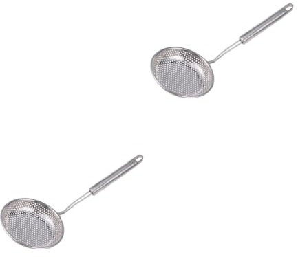 Alipis 2piezas Cucharón Inoxidable Orificios Espumadera Para Freír y Escurrir Utensilio De Cocina Para Casa