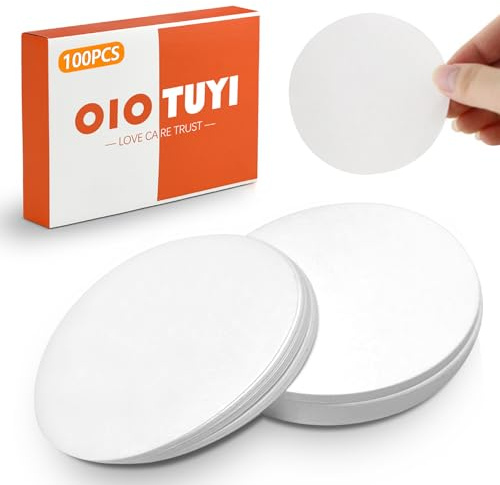 OioTuyi Lot de 100 feuilles filtrantes rondes de 11 cm, débit moyen pour filtres de laboratoire et de café, blanc