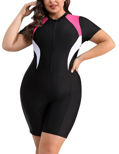 OMEWEE Maillot de bain grandes tailles pour femme - Maillot de bain avec jambes pour femme - Bikini sexy avec imprimé - Maillot de bain pour femme - Sport, Blanc., 4XL grande taille